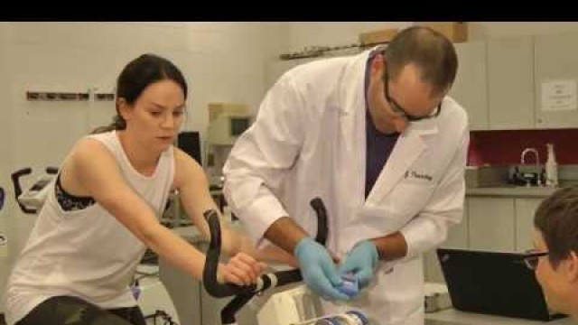 'Exercise physiologist Hannah conducts the Wingate Test'