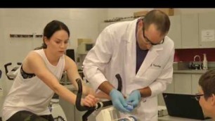 'Exercise physiologist Hannah conducts the Wingate Test'