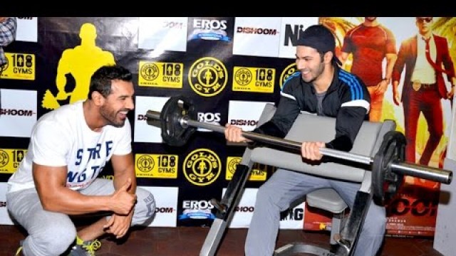 'John Abraham Giving Gym Bodybuilding Tips To Varun Dhawan'