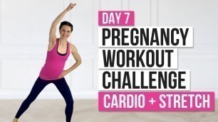 'Day 7 // Pregnancy Workout Challenge // Cardio + Pregnancy Stretches'