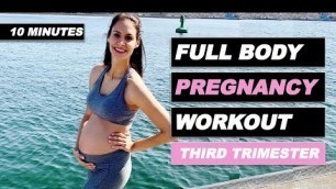 '10 Minute Full Body Pregnancy Prenatal Workout, THIRD Trimester - no equipment'