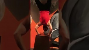 'HANDSTAND BOX PUSH-UPS | #fitness #youtubeshorts  #gymmotivation #shorts #gym #fattofit 