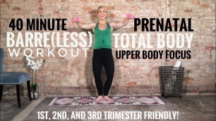 '40 Minute Prenatal Barre (less) Total Body Workout with Upper Body Focus | Back, Biceps, Shoulders'