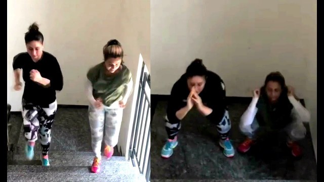 'Kareena Kapoor Latest Stairs Workout Video With Amrita Arora'