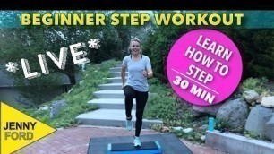 'Learn How to Step with Jenny Ford | Step Aerobics | Live Sweaty Cardio At-Home Workout for Beginners'