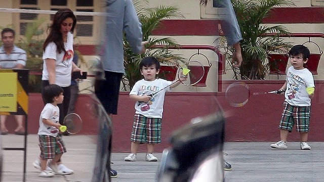 'Taimur Ali Khan Playing Badminton with mother Kareena kapoor at Fitness Gym Bandra'