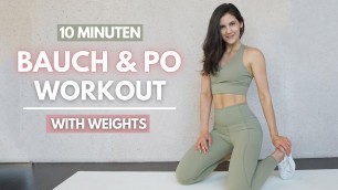 '2 in 1 BAUCH & PO WORKOUT // flacher Bauch, runder Po mit Zusatzgewichten trainieren | Tina Halder'