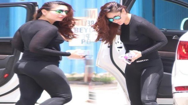 'Kareena Kapoor Hot Tight Black Leggings Pants Spotted Gym'