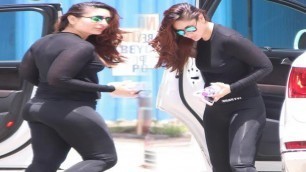 'Kareena Kapoor Hot Tight Black Leggings Pants Spotted Gym'