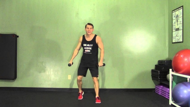 'Run in Place + Shoulder Raise - HASfit Cardio Exercises - Cardiovascular Aerobic Exercise'