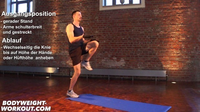 'Erklärung Alternating High Knees Deutsch Madbarz Bodyweight Fitness Video'