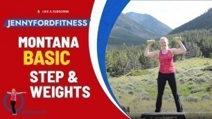 'Step Aerobics & Weights 1 of 2 | 5 Intervals | Montana | Dumbbells/Hand Weight Training | JENNY FORD'
