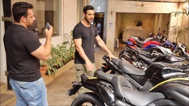 'John Abraham Shows his Bike Collection'