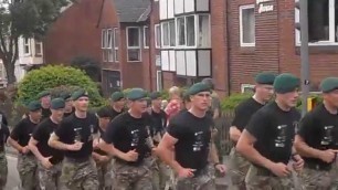 'Royal Marines 350th anniersary speed march Through Exmouth.'