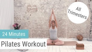 'Prenatal Yoga Workout (24 minutes ) Pregnancy Yoga All Trimesters PILATES WORKOUT'