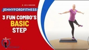 'Live Step Aerobics Basic Workout with 3 Fun Combos | Heart Pumping Cardio Bursts | At-Home Fitness'
