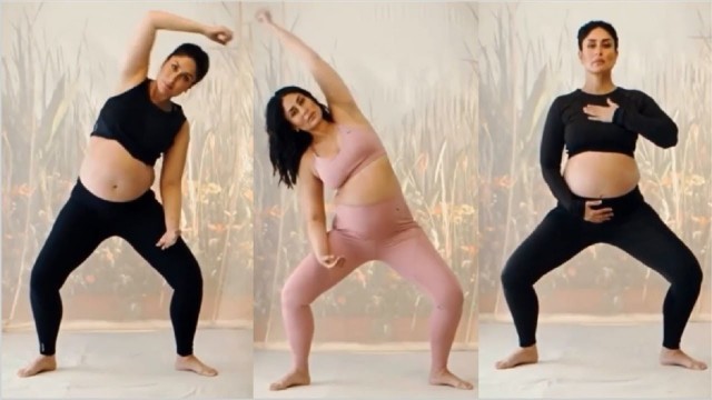 'Mom To Be Kareena Kapoor Doing Yoga Workout With BIG Pregnant Belly'